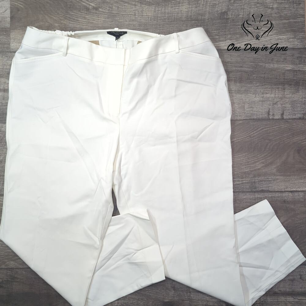 Talbots Plus Size Comfort Waist Straight Leg Pants White NWT Size 20W